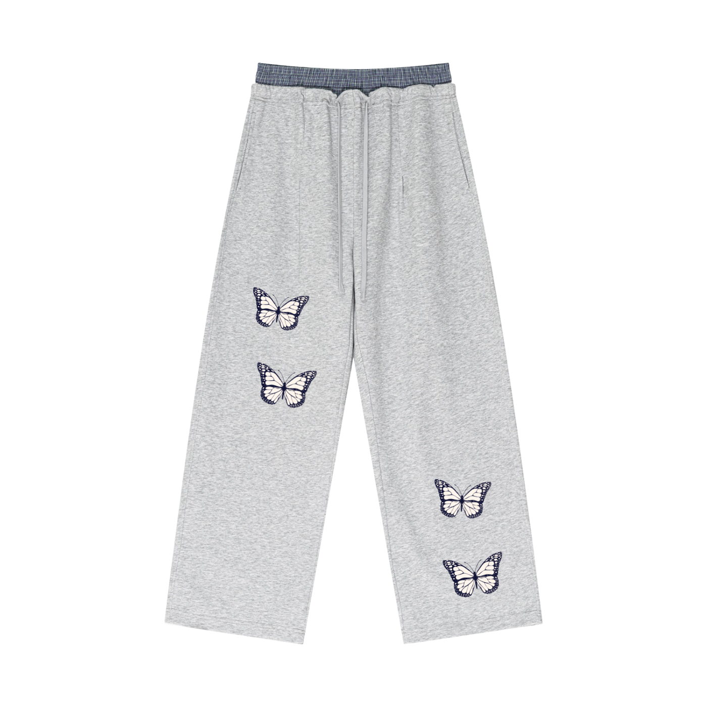 Plaid Contrast Waist Pants