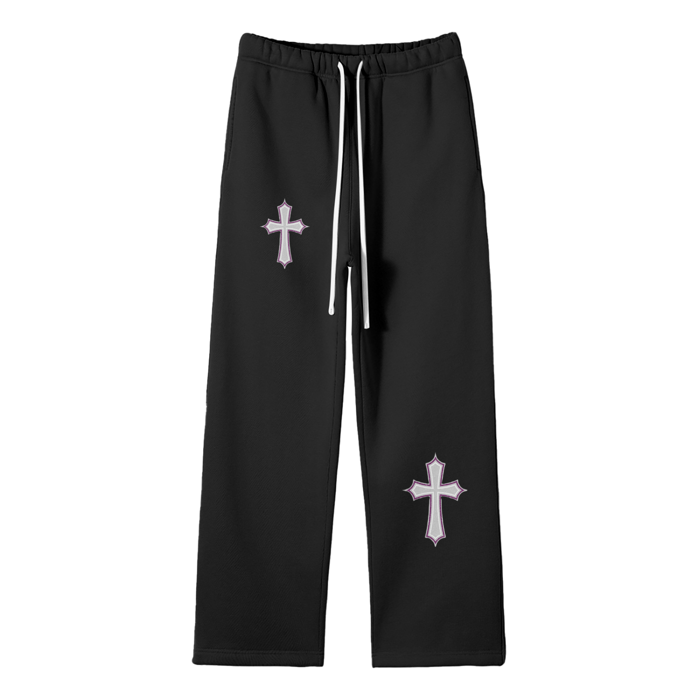 Streetwear Unisex Solid Color Fleece Straight Leg Pants