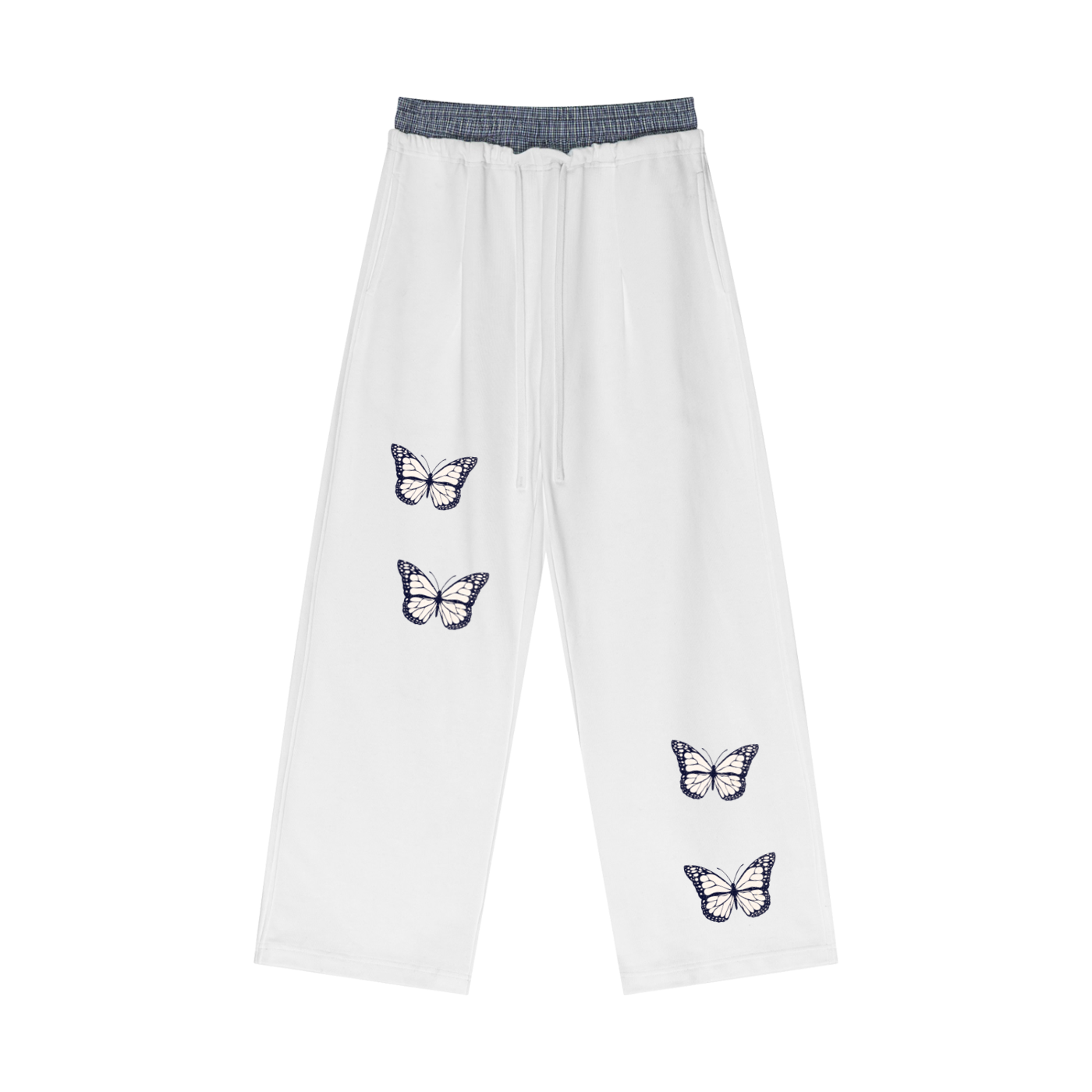 Plaid Contrast Waist Pants
