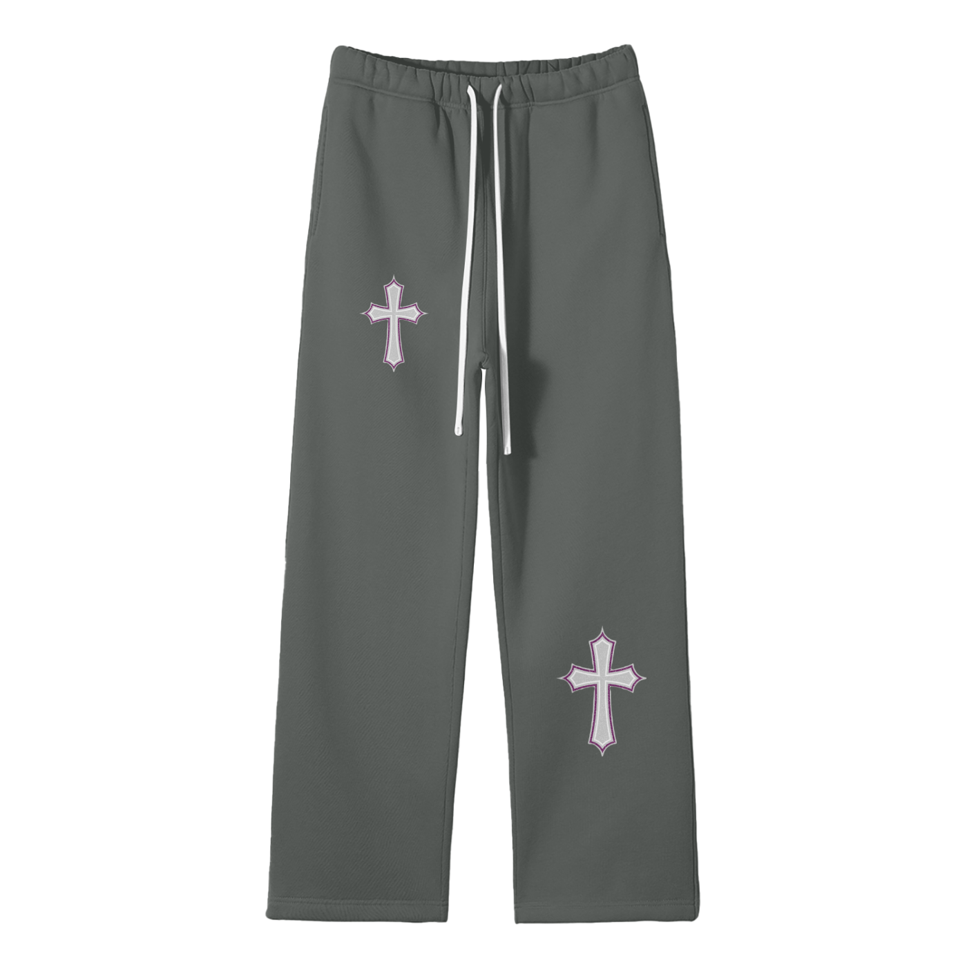 Streetwear Unisex Solid Color Fleece Straight Leg Pants