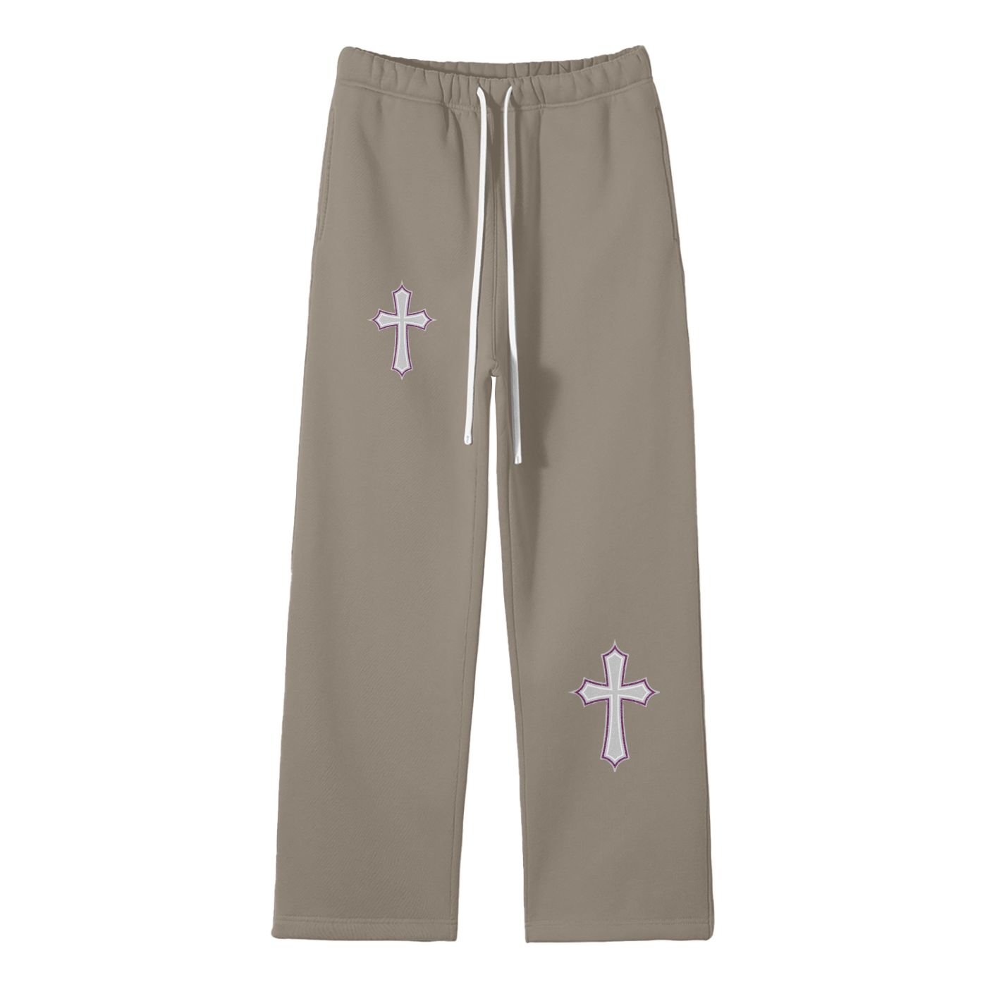 Streetwear Unisex Solid Color Fleece Straight Leg Pants
