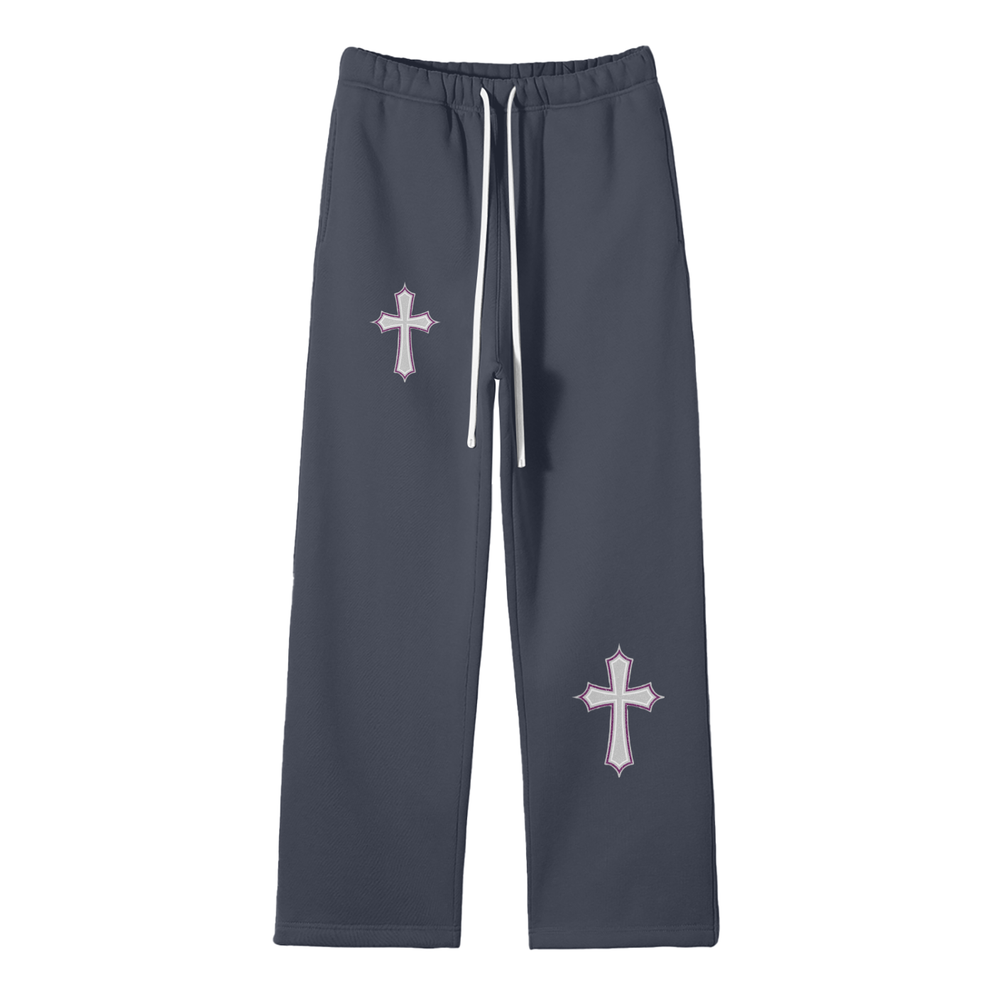 Streetwear Unisex Solid Color Fleece Straight Leg Pants