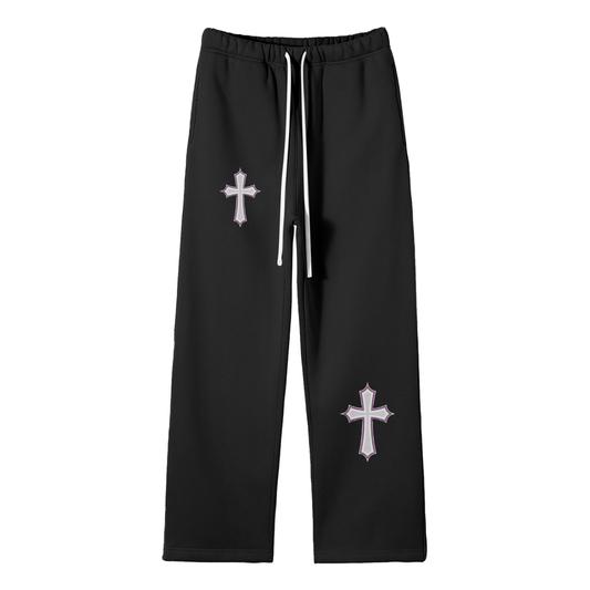 Streetwear Unisex Solid Color Fleece Straight Leg Pants