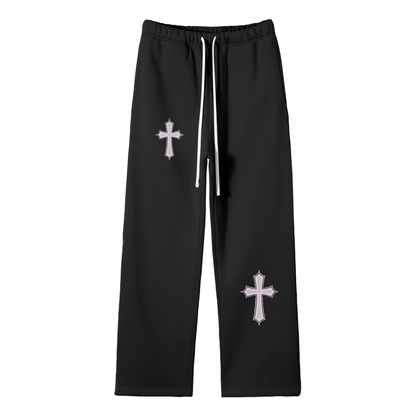 Streetwear Unisex Solid Color Fleece Straight Leg Pants