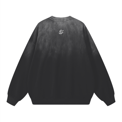 Effortless Athleisure Pure Cotton Handcrafted Monkey Wash Drop-Shoulder Sweatshirt
