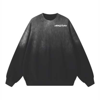 Effortless Athleisure Pure Cotton Handcrafted Monkey Wash Drop-Shoulder Sweatshirt