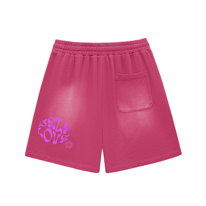 Sun Fade Raw Edge Cotton Shorts