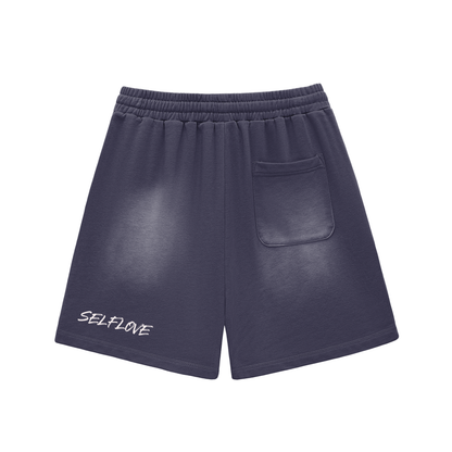 Sun Fade Raw Edge Cotton Shorts