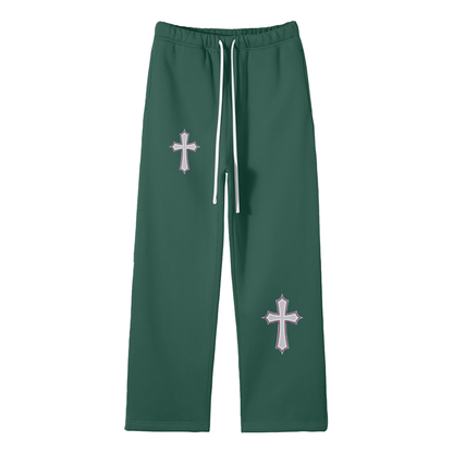 Streetwear Unisex Solid Color Fleece Straight Leg Pants