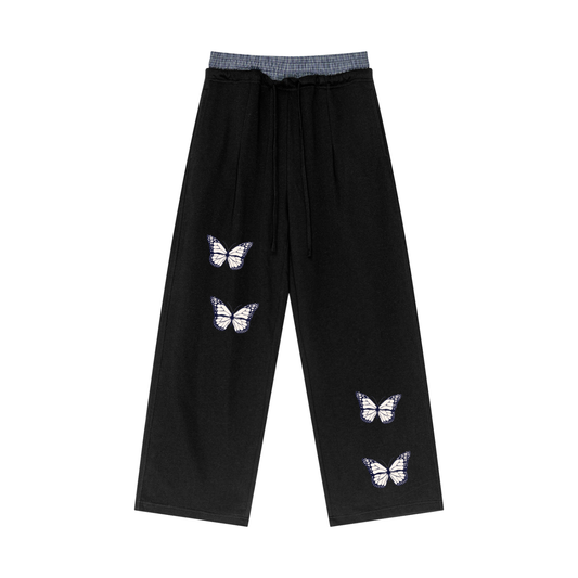 Plaid Contrast Waist Pants