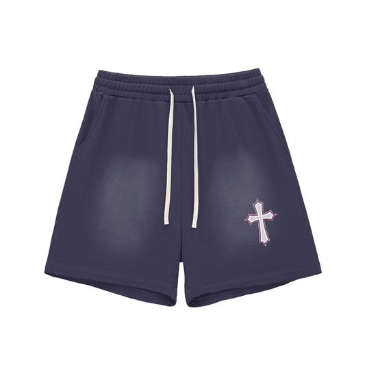 Sun Fade Raw Edge Cotton Shorts